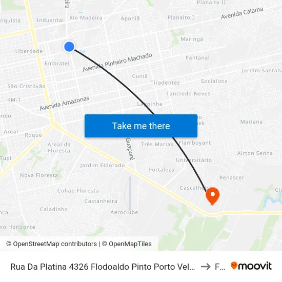 Rua Da Platina 4326 Flodoaldo Pinto Porto Velho - Ro 76820-696 Brasil to Faro map