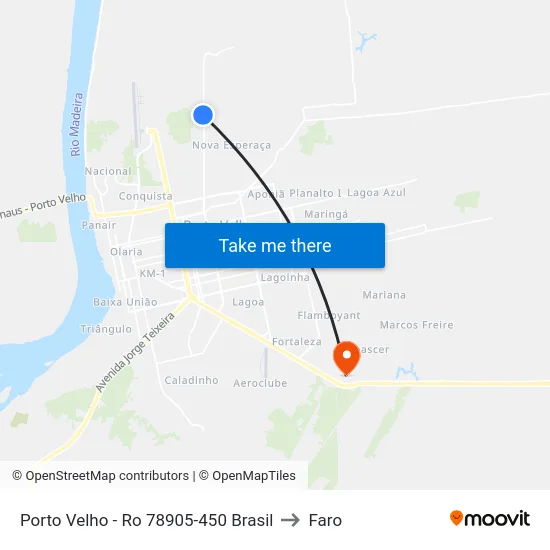 Porto Velho - Ro 78905-450 Brasil to Faro map