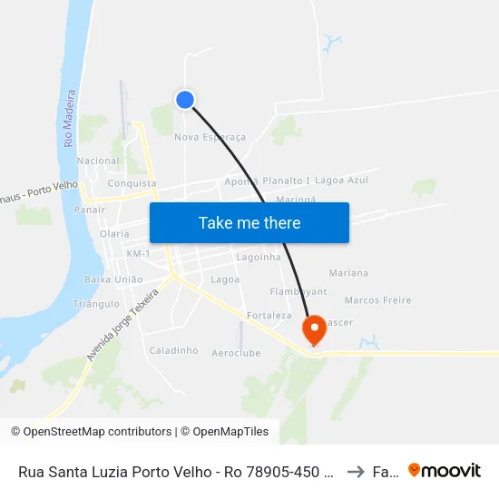 Rua Santa Luzia Porto Velho - Ro 78905-450 Brasil to Faro map