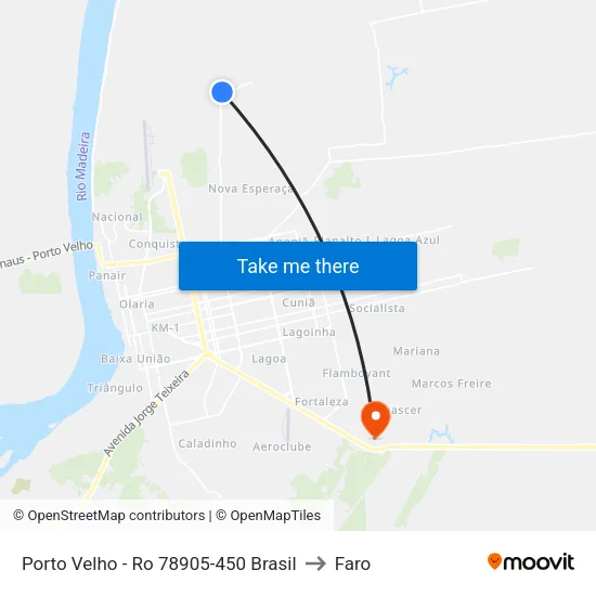 Porto Velho - Ro 78905-450 Brasil to Faro map