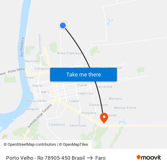 Porto Velho - Ro 78905-450 Brasil to Faro map