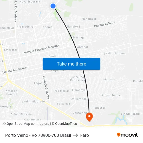 Porto Velho - Ro 78900-700 Brasil to Faro map
