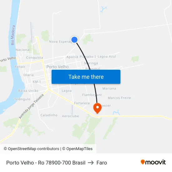 Porto Velho - Ro 78900-700 Brasil to Faro map