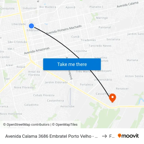 Avenida Calama 3686 Embratel Porto Velho - Ro 78905-230 Brasil to Faro map