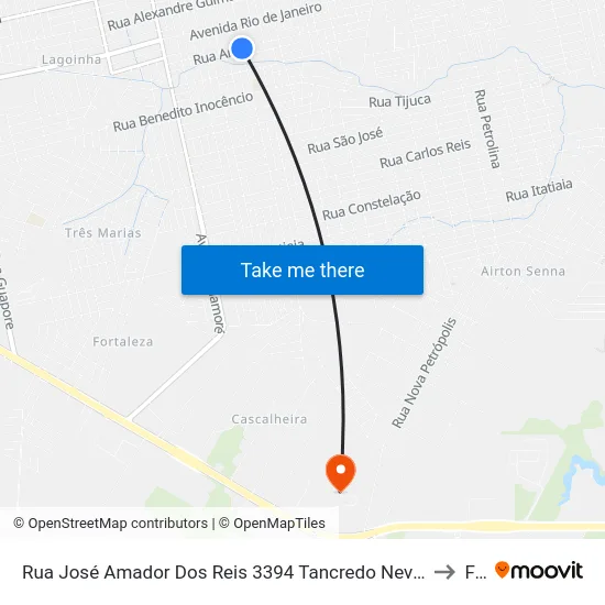 Rua José Amador Dos Reis 3394 Tancredo Neves Porto Velho - Ro 78910-491 Brasil to Faro map