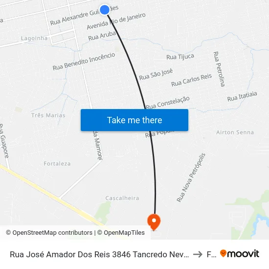 Rua José Amador Dos Reis 3846 Tancredo Neves Porto Velho - Ro 78910-491 Brasil to Faro map