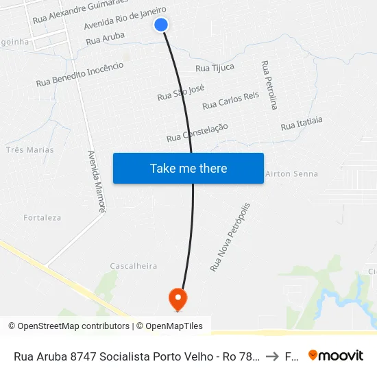 Rua Aruba 8747 Socialista Porto Velho - Ro 78910-521 Brasil to Faro map