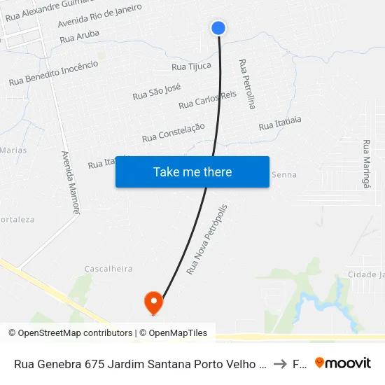 Rua Genebra 675 Jardim Santana Porto Velho - Ro 78910-790 Brasil to Faro map