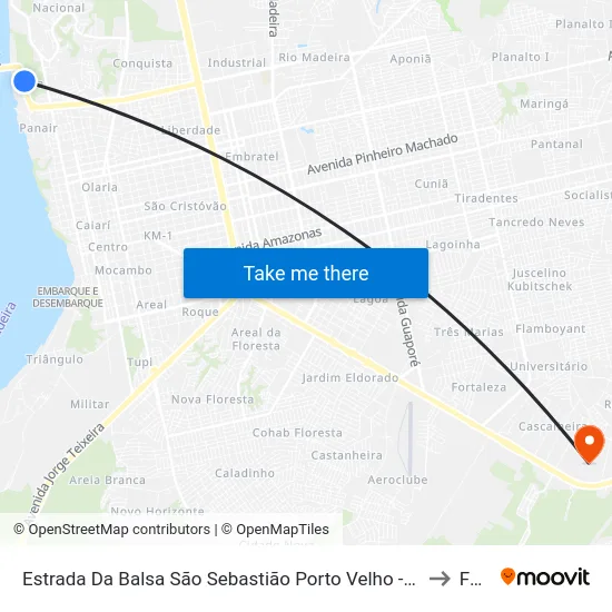 Estrada Da Balsa São Sebastião Porto Velho - Ro Brasil to Faro map