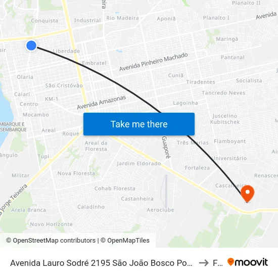 Avenida Lauro Sodré 2195 São João Bosco Porto Velho - Ro 78904-300 Brasil to Faro map