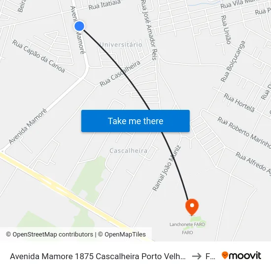 Avenida Mamore 1875 Cascalheira Porto Velho - Rondônia Brasil to Faro map