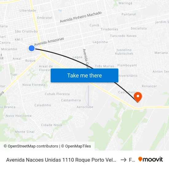 Avenida Nacoes Unidas 1110 Roque Porto Velho - Rondônia 76804 Brasil to Faro map