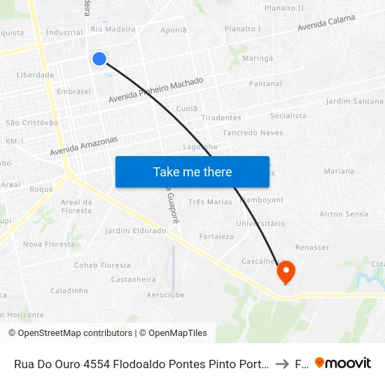 Rua Do Ouro 4554 Flodoaldo Pontes Pinto Porto Velho - Rondônia 76831 Brasil to Faro map
