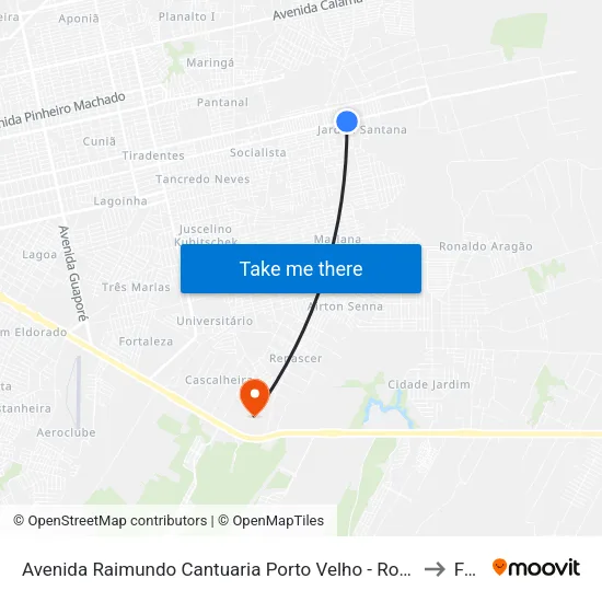 Avenida Raimundo Cantuaria Porto Velho - Rondônia Brasil to Faro map