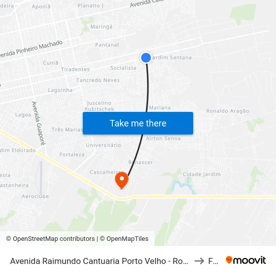 Avenida Raimundo Cantuaria Porto Velho - Rondônia Brasil to Faro map