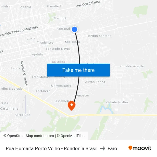 Rua Humaitá Porto Velho - Rondônia Brasil to Faro map