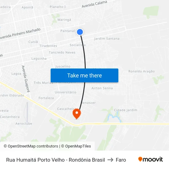 Rua Humaitá Porto Velho - Rondônia Brasil to Faro map
