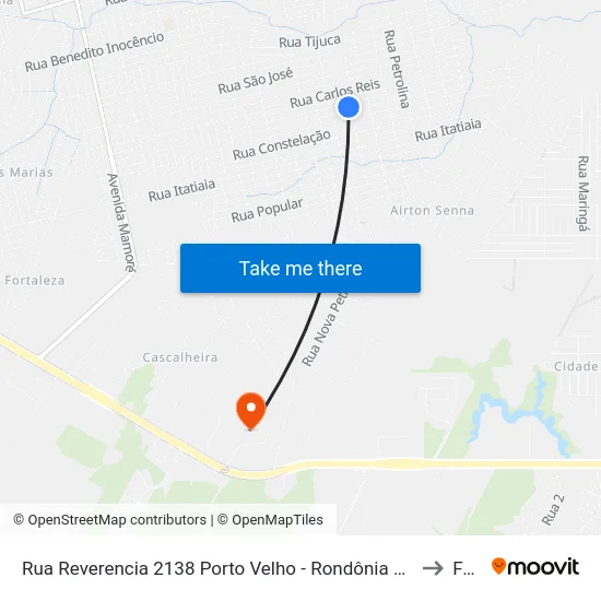 Rua Reverencia 2138 Porto Velho - Rondônia 76813 Brasil to Faro map