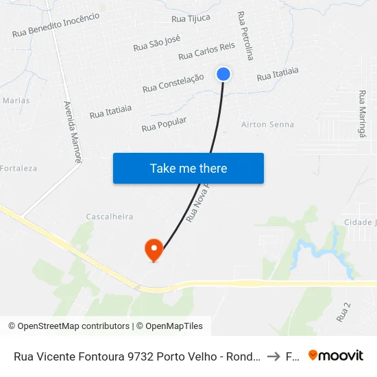 Rua Vicente Fontoura 9732 Porto Velho - Rondônia 76813 Brasil to Faro map