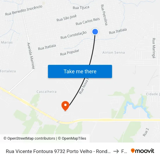Rua Vicente Fontoura 9732 Porto Velho - Rondônia 76813 Brasil to Faro map