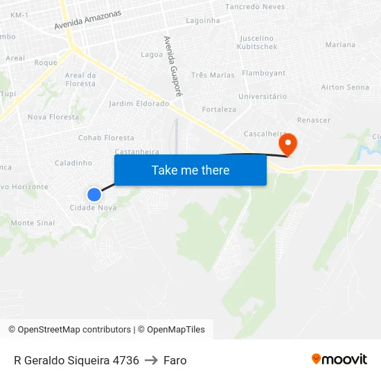 R Geraldo Siqueira 4736 to Faro map