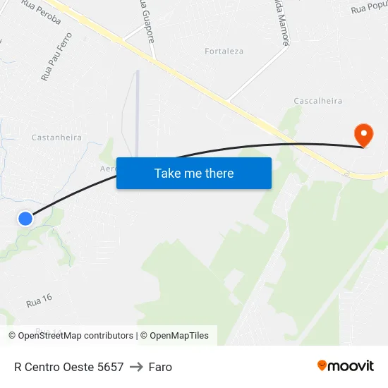 R Centro Oeste 5657 to Faro map