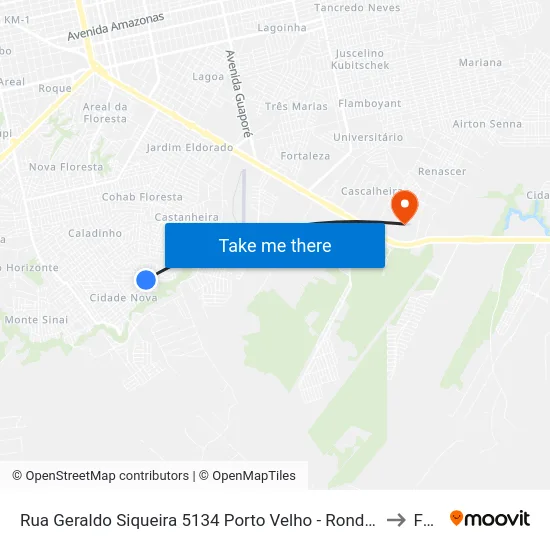 Rua Geraldo Siqueira 5134 Porto Velho - Rondônia Brasil to Faro map