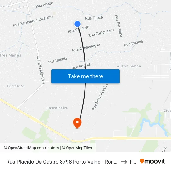 Rua Placido De Castro 8798 Porto Velho - Rondônia 76828 Brasil to Faro map