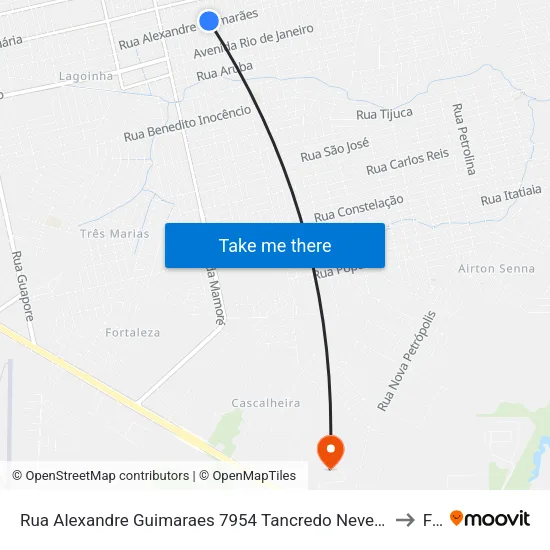 Rua Alexandre Guimaraes 7954 Tancredo Neves Porto Velho - Rondônia 76825 Brasil to Faro map