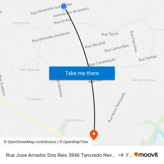 Rua Jose Amador Dos Reis 3846 Tancredo Neves Porto Velho - Rondônia 76825 Brasil to Faro map