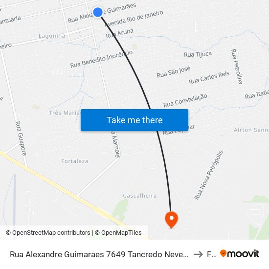 Rua Alexandre Guimaraes 7649 Tancredo Neves Porto Velho - Rondônia 76829 Brasil to Faro map