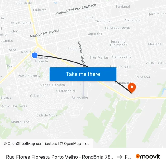 Rua Flores Floresta Porto Velho - Rondônia 78912 Brasil to Faro map