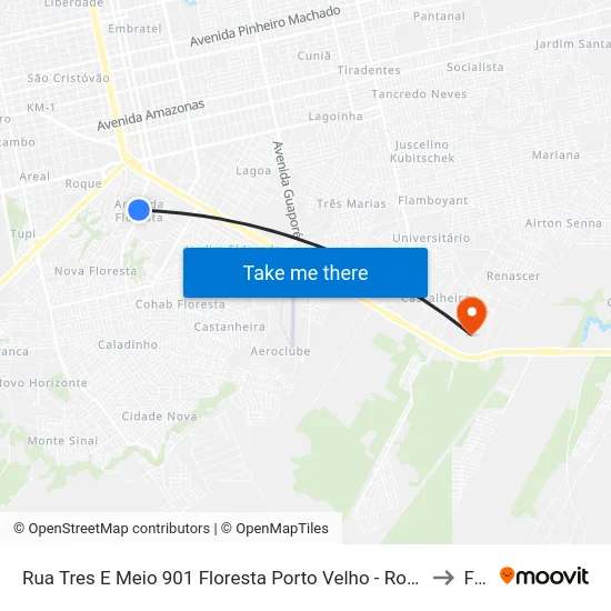 Rua Tres E Meio 901 Floresta Porto Velho - Rondônia 78912 Brasil to Faro map