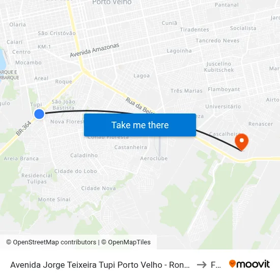 Avenida Jorge Teixeira Tupi Porto Velho - Rondônia Brasil to Faro map