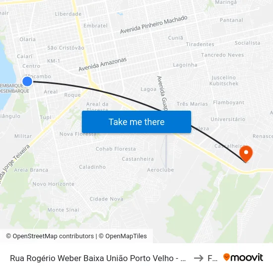 Rua Rogério Weber Baixa União Porto Velho - Rondônia 76081 Brasil to Faro map