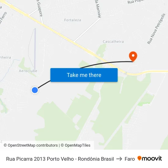 Rua Picarra 2013 Porto Velho - Rondônia Brasil to Faro map