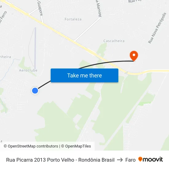 Rua Picarra 2013 Porto Velho - Rondônia Brasil to Faro map