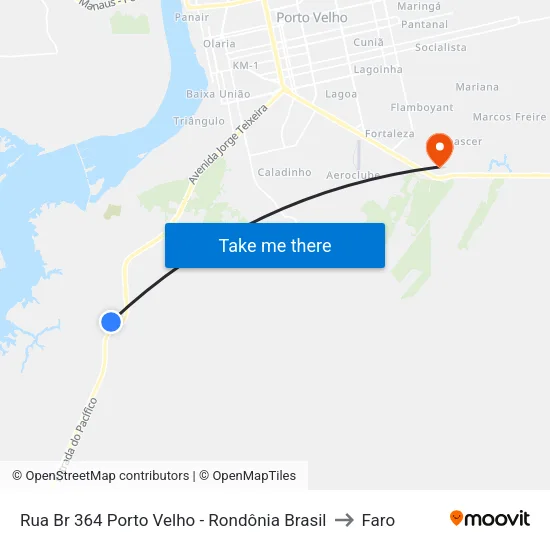 Rua Br 364 Porto Velho - Rondônia Brasil to Faro map