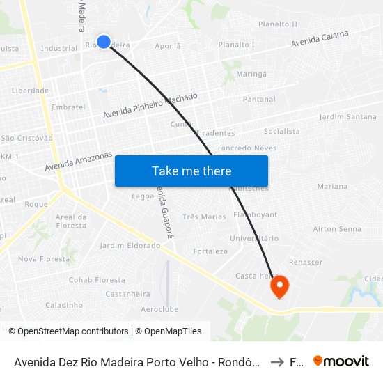 Avenida Dez Rio Madeira Porto Velho - Rondônia 76831 Brasil to Faro map