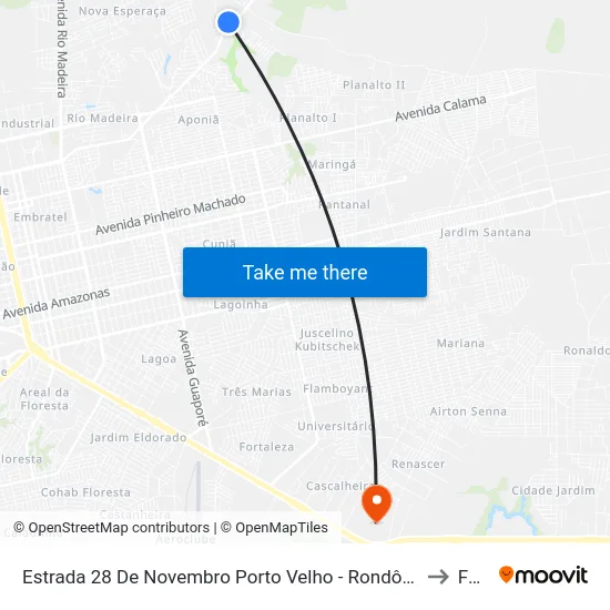 Estrada 28 De Novembro Porto Velho - Rondônia Brasil to Faro map