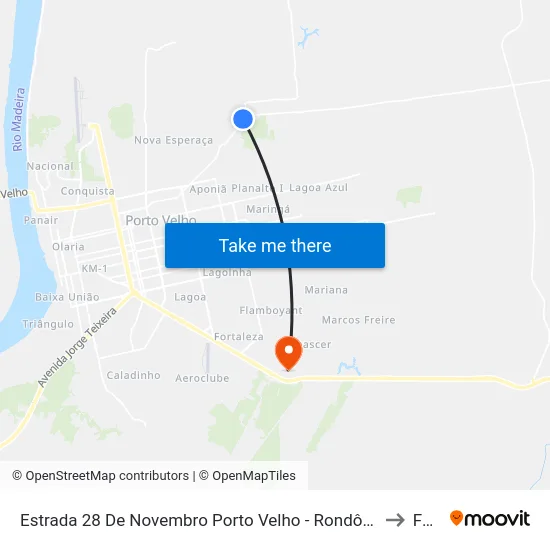 Estrada 28 De Novembro Porto Velho - Rondônia Brasil to Faro map