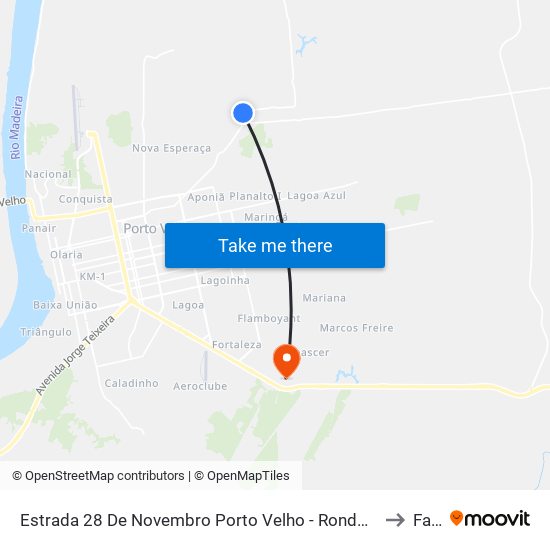 Estrada 28 De Novembro Porto Velho - Rondônia Brasil to Faro map