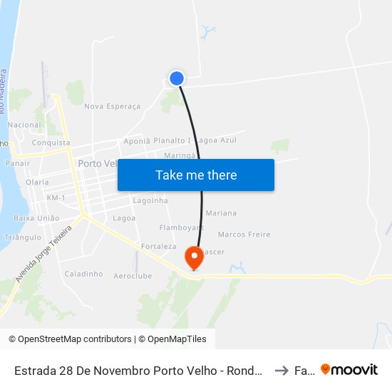 Estrada 28 De Novembro Porto Velho - Rondônia Brasil to Faro map