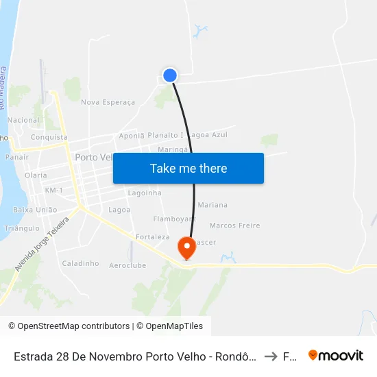 Estrada 28 De Novembro Porto Velho - Rondônia Brasil to Faro map
