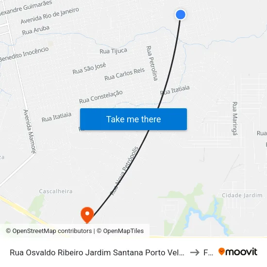 Rua Osvaldo Ribeiro Jardim Santana Porto Velho - Ro 78910-790 Brasil to Faro map