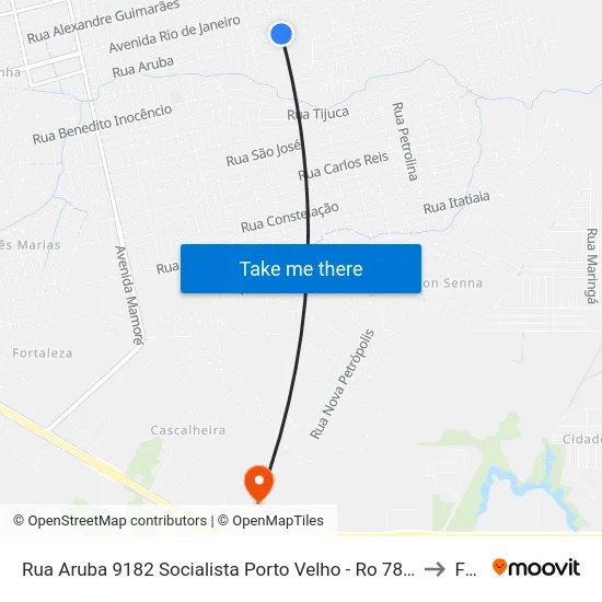 Rua Aruba 9182 Socialista Porto Velho - Ro 78910-521 Brasil to Faro map