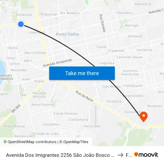 Avenida Dos Imigrantes 2256 São João Bosco Porto Velho - Ro 76803-806 Brasil to Faro map