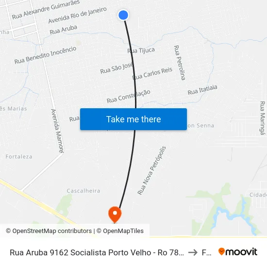 Rua Aruba 9162 Socialista Porto Velho - Ro 78910-521 Brasil to Faro map