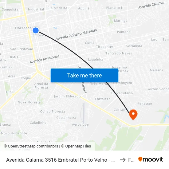 Avenida Calama 3516 Embratel Porto Velho - Ro 78905-230 Brasil to Faro map