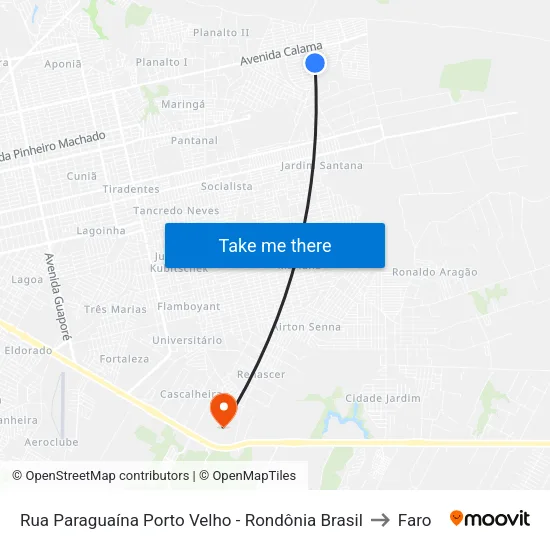 Rua Paraguaína Porto Velho - Rondônia Brasil to Faro map